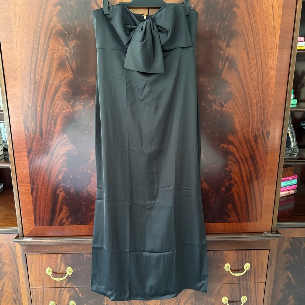 NWT Lilly Pulitzer Carlynn Satin Maxi Bow Dress Noir 8 - Picture 6 of 16